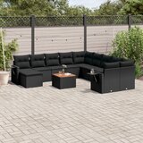 vidaXL 12-dijelni set vrtnih sofa od poliratana s jastucima crni | shoptok.hr
