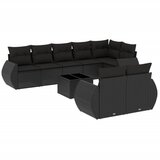 Maison Chic Seti vrtnega pohištva - Vrtna garnitura - Vrtni pohištvo set 9-delna z blazinami črn poli ratan, (21804155) | Shoptok.si