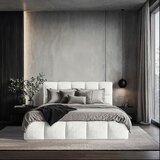 MID.YOU OBLAZINJENA POSTELJA 140 cm x 200 cm , les, tekstil, leseni material bela | Shoptok.si
