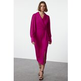 Trendyol Fuchsia Double-breasted Slit Detailed Midi Woven Dress | Shoptok.si