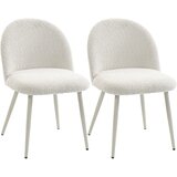 HOMCOM Jedilni stol, poliester, kovina 57,5D x 50,5Š x 78,5V cm, krem bel, (5000242693) | Shoptok.si