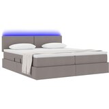  Krevet S LED lampica s pohranom Sivo-smeđa 200 x 200 cm tkanina | shoptok.hr