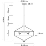 Open Design OR85839 - Luster na šipci ZUNDO, 4x E27/15W/230V, mesing/bela | Eponuda.com
