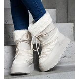  Light beige insulated lace-up snow boots decorated with fur Istiss | shoptok.hr