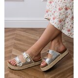 Gemre Silver espadrille sandals with buckles Induri | Shoptok.si