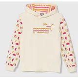 Puma Otroški pulover ESS+ SUMMER CAMP TR bež barva, s kapuco