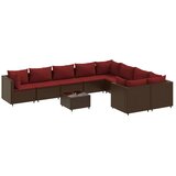  10-dijelni set vrtnih sofa od poliratana s jastucima smeđi | shoptok.hr