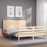  The Living Store Posteljni okvir z vzglavjem 160x200 cm trden les - Posteljni Okvir, (21448701) Cene