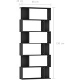 vidaXL Knjižna omara/paravan črna 80x24x192 cm iverna plošča | Shoptok.si