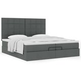 vidaXL Otomanski posteljni okvir z vzmetnicami siv 200x200 cm blago | Shoptok.si