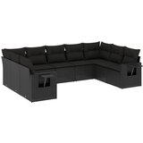 Maison Chic Seti vrtnega pohištva - Vrtna garnitura - Vrtni pohištvo set 9-delna z blazinami črn poli ratan, (21797831) | Shoptok.si