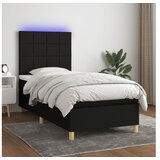  Box spring postelja z vzmetnico LED črna 90x190 cm blago | Shoptok.si