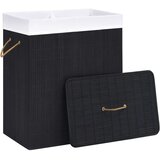  Košara za rublje od bambusa s 2 odjeljka crna 100 L | shoptok.hr