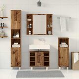  4-dijelni set kupaonskog namještaja od starog drveta Smeđa | Shoptok.si