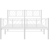 vidaXL Kovinski posteljni okvir z vzglavjem in vznožjem bel 135x190 cm | Shoptok.si