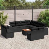  12-dijelni set vrtnih sofa od poliratana s jastucima crni | shoptok.hr