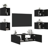 vidaXL Stenske TV omarice z LED lučkami 5 kosov črna | Shoptok.si