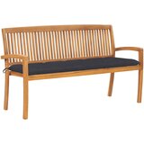  Složiva vrtna klupa s jastukom 159 cm od masovne tikovine Antracitno siva 150 cm | Shoptok.si