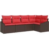 vidaXL Set sofe 5 kom. Smeđa poliratan - Smeđa bez stola | shoptok.hr