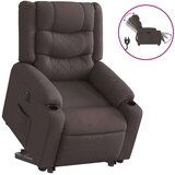 vidaXL Električni naslanjač s funkcijo vstajanja temno rjavo blago | Shoptok.si