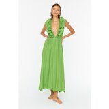 Trendyol Green Ruffle Detailed Woven Beach Dress Cene