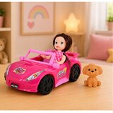 Mini Doll in a Convertible Car Set with Dog Figurine Pink | Shoptok.si