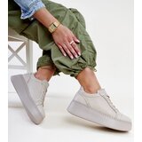 Karino Dark beige leather sneakers with rhinestones | shoptok.hr