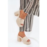 Boto Women's Eco Leather Heeled Platform Sandals Light Beige Tamirella | Shoptok.si