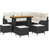 vidaXL set od 9 dijelova vrtne sofe s jastucima crna poli ratan akacija, 2-sjedna vrtna sofa s pohranom i jastucima crna poli ratan, set od 4 dijela vrtne blagovaonice s jastucima crna poli ratan akacija Cijene