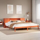 vidaXL Knjižna postelja brez vzmetnice vošč. rjava 200x200 cm borovina | Shoptok.si