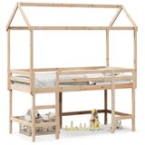 vidaXL Posteljni okvir z lestvijo in streho 80x200 cm borovina Cene