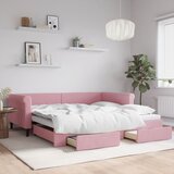  Dnevni krevet na razvlačenje ružičasti 100 x 200 cm baršunasti | shoptok.hr