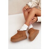 Boto Women's Snow Boots On Platform Insulated With Fur Camel Vesirae | Shoptok.si