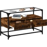 TV ormarić sa staklenom površinom boja hrasta 80x35x51cm drveni | shoptok.hr