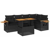  6-dijelni set vrtnih sofa s jastucima crni od poliratana bagrem | shoptok.hr