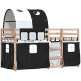 Krevet na kat sa zavjesama bijelo-crni 90 x 190 cm od borovine | shoptok.hr