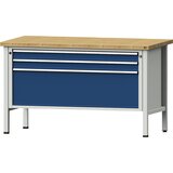 ANKE Delovna miza širine 1500 mm, izvedba z ogrodjem, 3 predali 2 x 90, 1 x 360 mm, masivna plošča iz bukovine, višina 890 mm | Shoptok.si