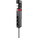 Napajalni razdelilnik za namizno montažo 3 x USB (Število vtičnic Schuko: 3 kos, Črna, Dolžina kabla: 3 m, Brez stikala)