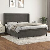 vidaXL Box spring postelja z vzmetnico temno siva 180x200 cm žamet | Shoptok.si