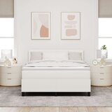  Box Spring Bed z vzmetnico in LED kremo 160x200 cm žepkasta tkanina, (22081040) | Shoptok.si