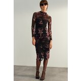 Trendyol Limited Edition Multicolored Gradient Fitted Dress with Knitting Lined Tulle Cene