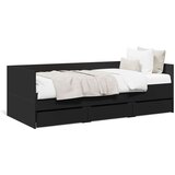 vidaXL Dnevni krevet s ladicama crni 90 x 190 cm konstruirano drvo Cijene