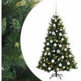  Umjetno božićno drvce s kuglicom 120 cm 150 LED lampica - Zelena 120 cm s LED žaruljama i bijelim kuglicama | shoptok.hr