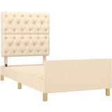  Posteljni okvir z vzglavjem krem 80x200 cm blago, (20907079) | Shoptok.si
