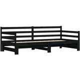 vidaXL Dnevni krevet na razvlačenje crni 90 x 200 cm masivna borovina | shoptok.hr