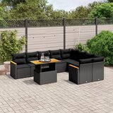 vidaXL 10-dijelni set vrtnih sofa s jastucima crni od poliratana | shoptok.hr