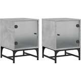  The Living Store Nočna omarica s steklenimi vrati 2 kosa beton. siva 35x37x50 cm - Nočna Omarica, (21503121) | Shoptok.si