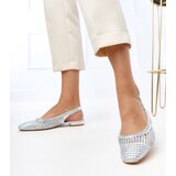 Gemre Silver lace open-heel ballet flats Eve | Shoptok.si