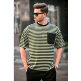 Madmext Men's Khaki Striped Basic T-Shirt 6084 Cene