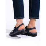 Shelvt Women's navy blue sandals with buckles | shoptok.hr
